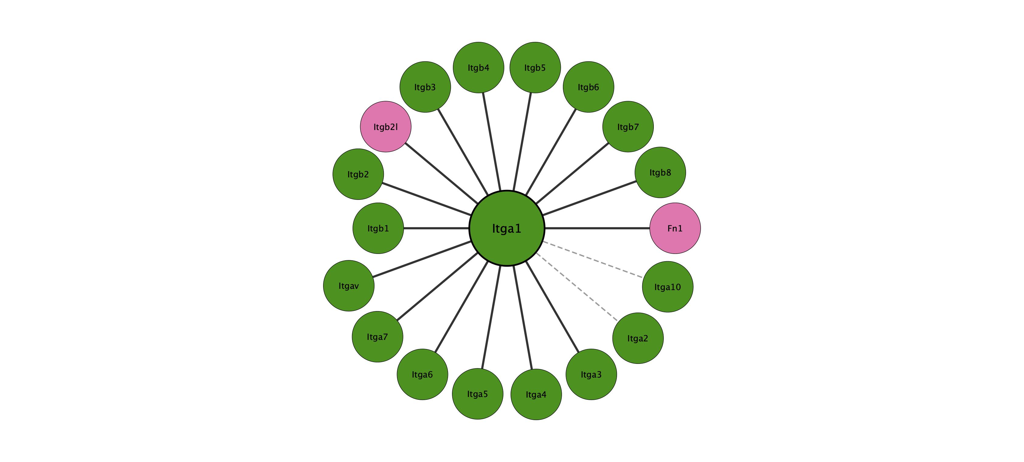 Itga1 protein interaction network