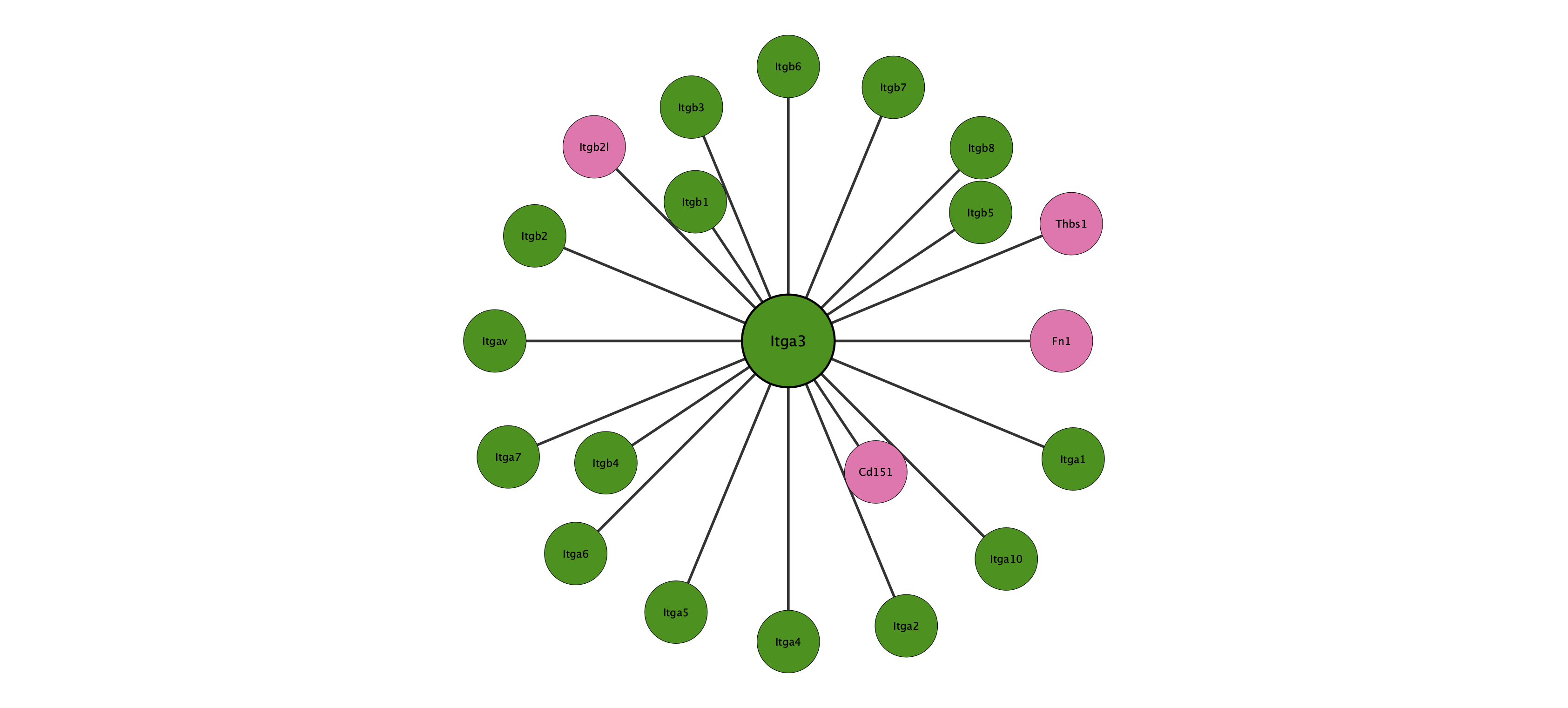 Itga3 protein interaction network