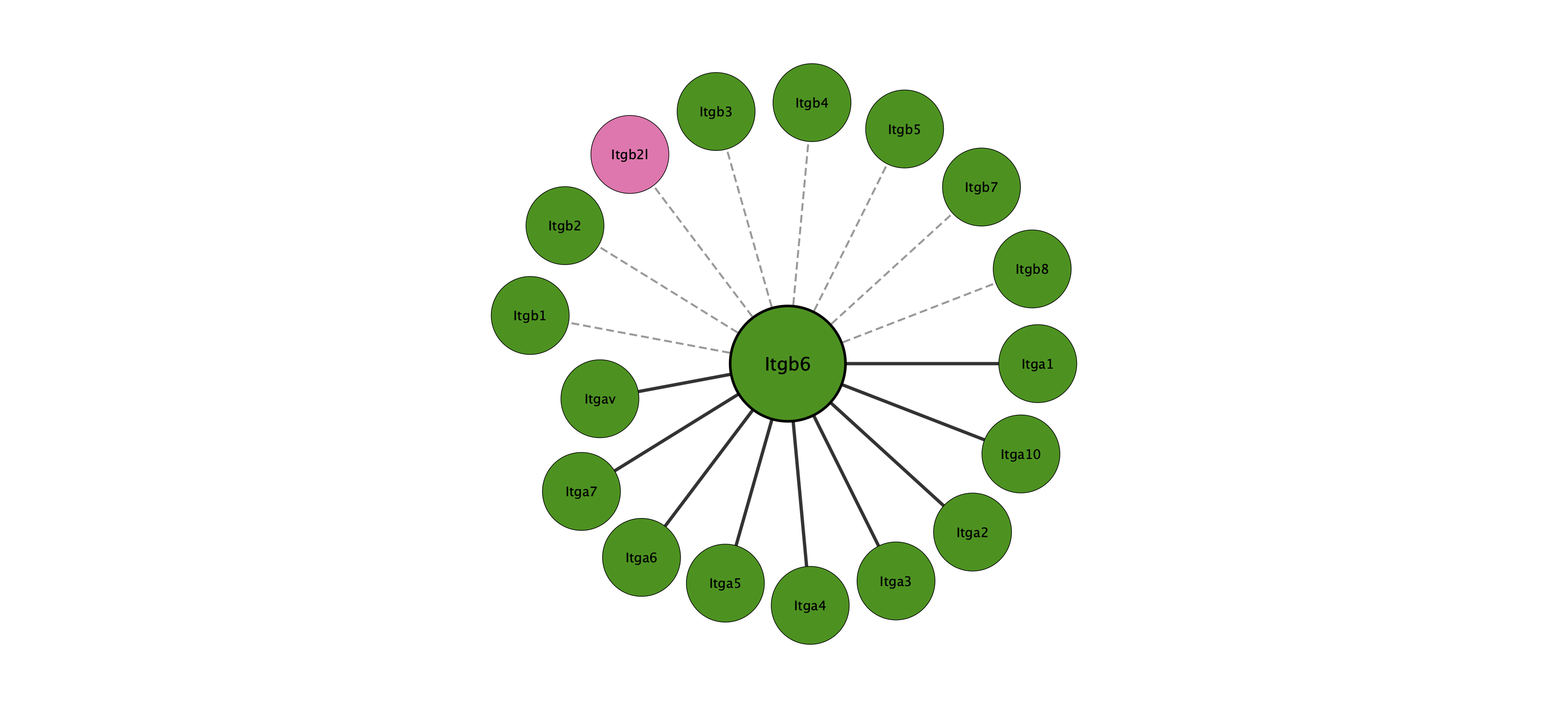 Itgb6 protein interaction network